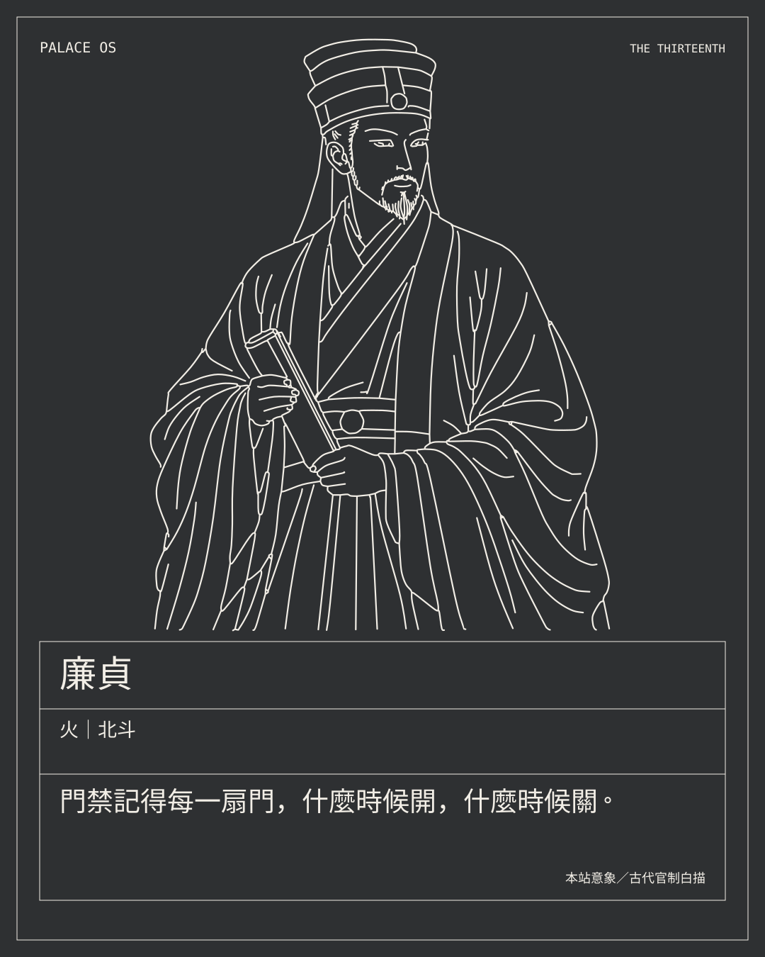 廉貞星曜圖卡：火｜北斗。門禁記得每一扇門，什麼時候開，什麼時候關。